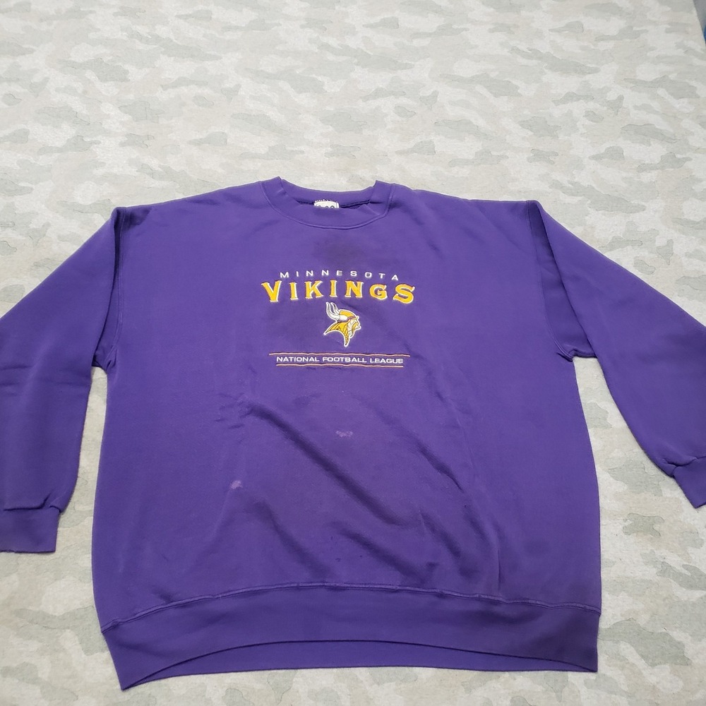 VTG Minnesota Vikings Sweatshirt Men Purple Lee NFL Crew Neck Pull Over Football